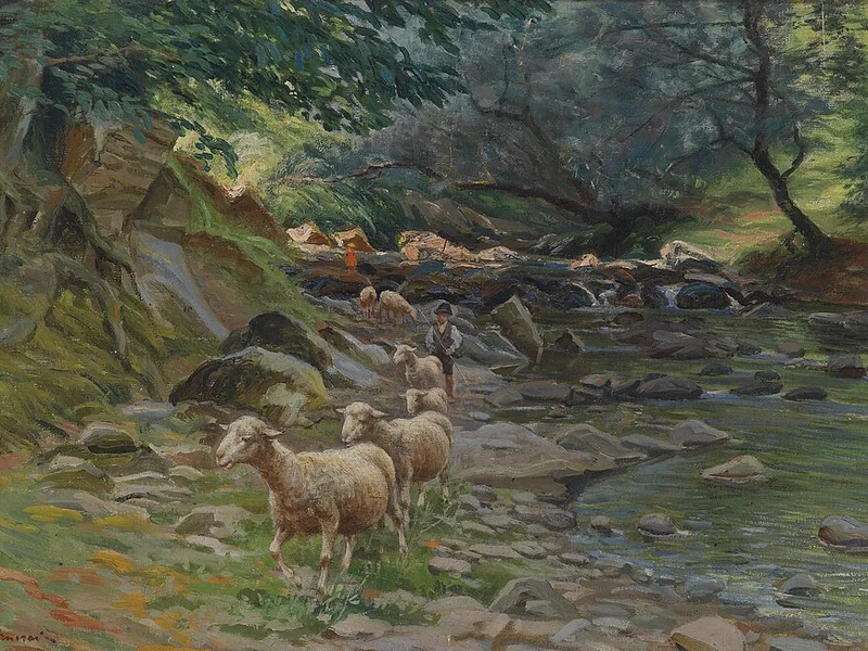 1862-Ruggero Panerai - Il guado